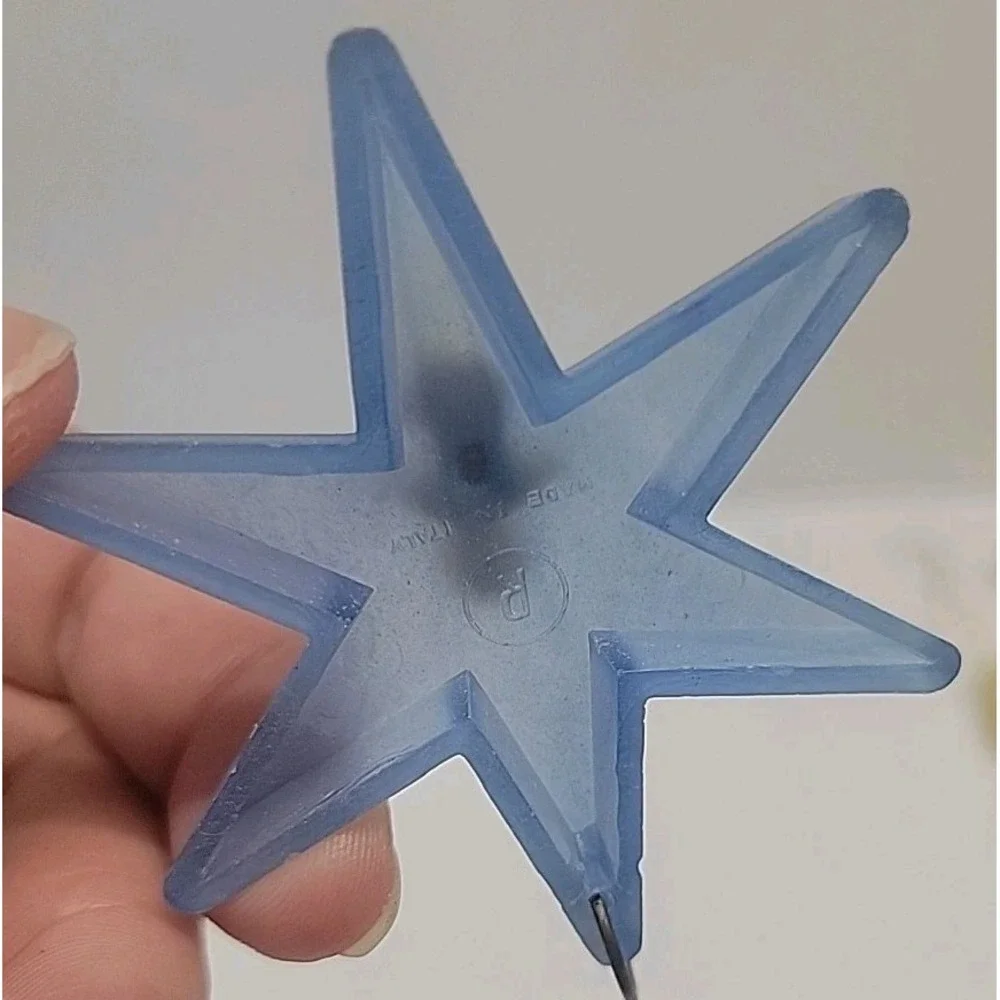 Italy Vintage Religious Baby‎ Jesus Plastic Soft Blue Star Christmas Ornament